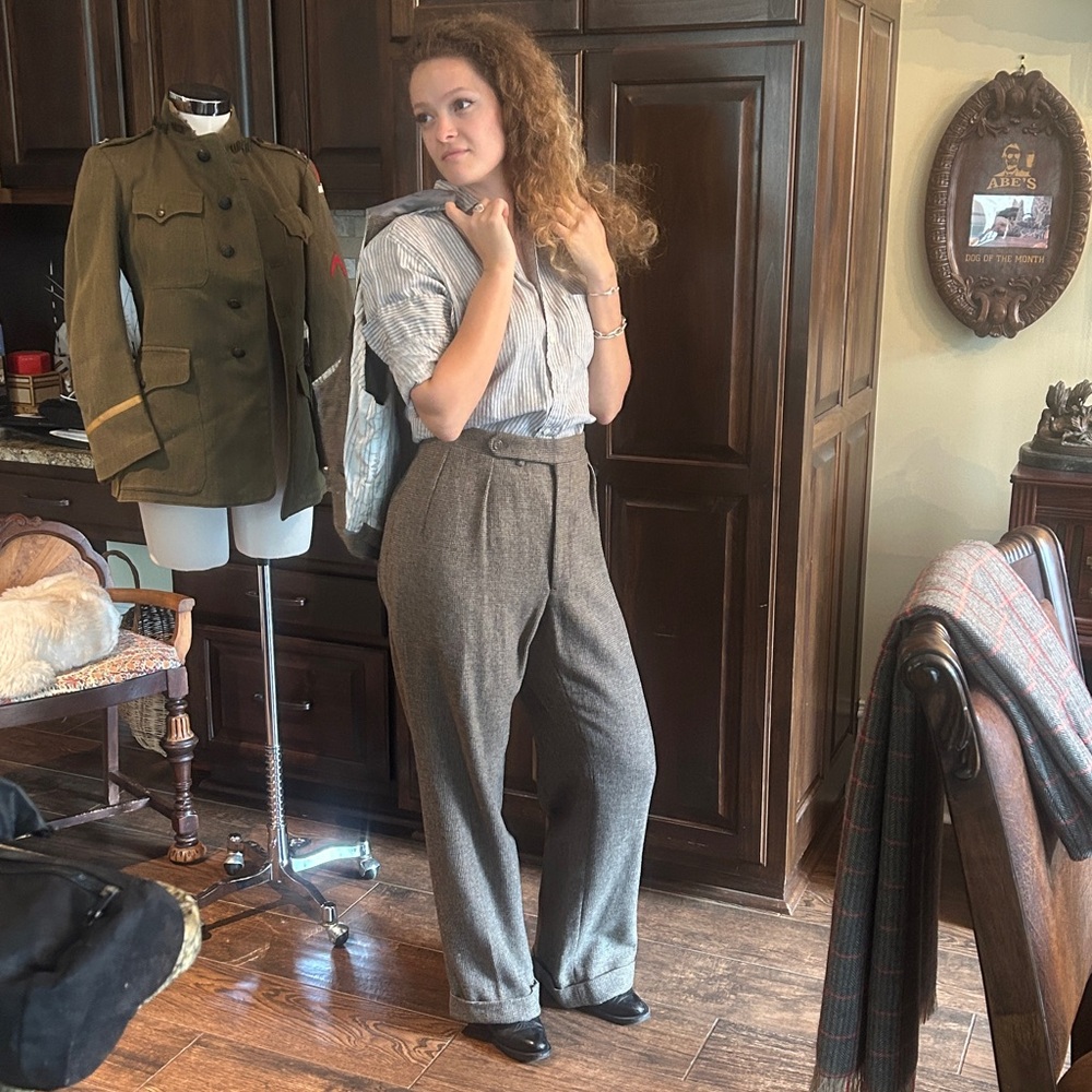 Vintage Menswear Brown Tweed Vest and Pant Suit GVC Sz 17” waist